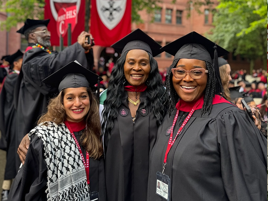 Harvard graduates wearing regalia