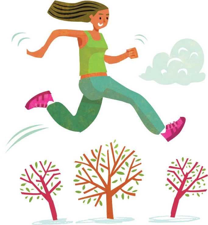 Illustration of a woman running outside