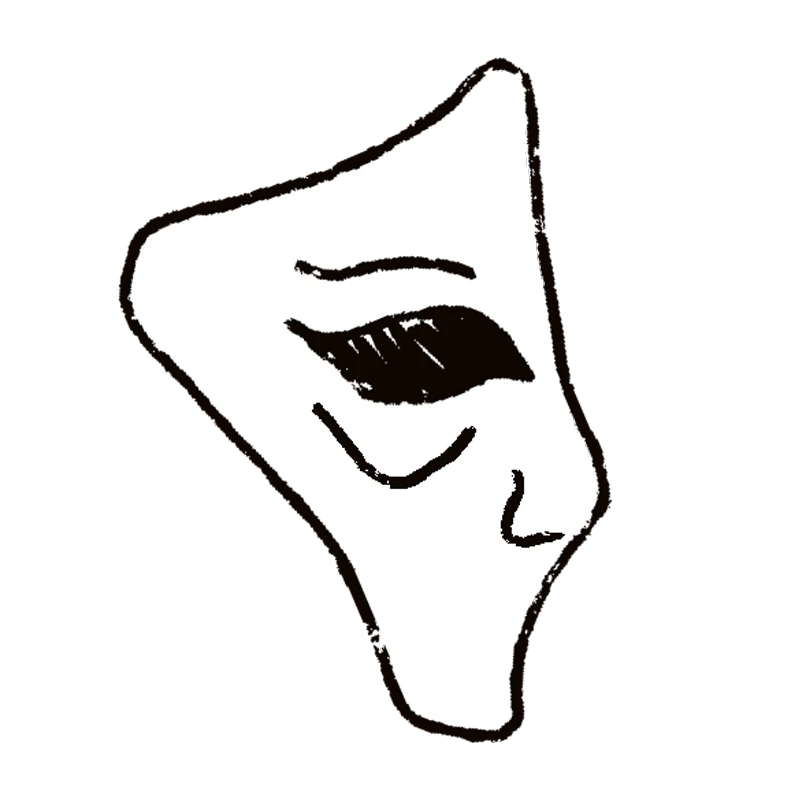 Illustration of half mask from "Phanton of the Opera" white triangle with black eye hole