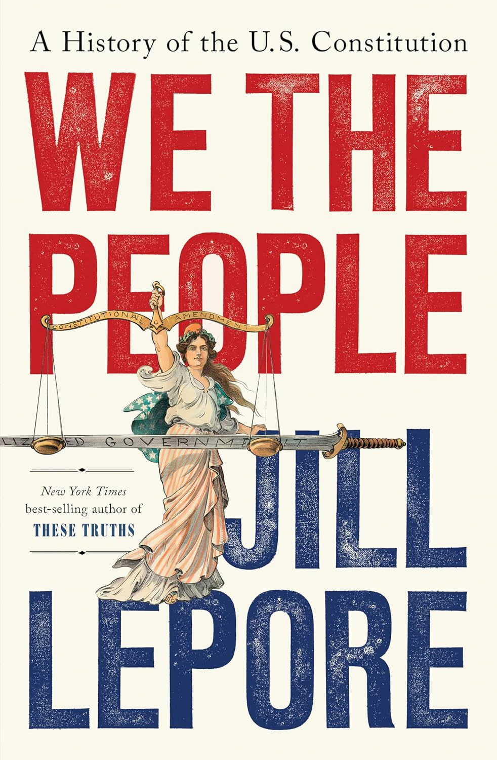 Book cover for "We The People" with an illustration of Lady Justice holding a scale 