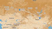 Map depicting the two sites of two cousins: one lived in central Mongolia, the author in southern Russia