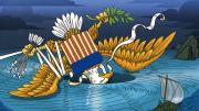 Image of American Eagle crashing into a whirlpool