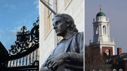 Harvard gates, John Harvard statue, Harvard building