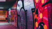 wall painted creatively with vibrant colors