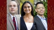 Student orators Blake Lopez, Shruthi Kumar, and Robert Clinton