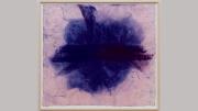 Painting of bold purple tones reflecting experience of music