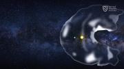 graphic depicting the heliosphere, sun, and earth