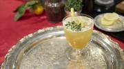 A yellow non-alcoholic cocktail made from organic ingredients 