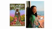Book cover for "When the Mapou sings" and a photograph of Nadine Pinede 