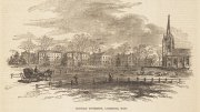 Engraving of the Harvard campus in the 1800s