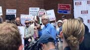 Protestors in support of Harvard at the Federal Courthouse in Boston