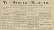 Front page of The Harvard Bulletin from November 7, 1898, featuring the headline “Harvard Wins” about a football victory over Pennsylvania and articles on Harvard graduates’ service in the Spanish-American War