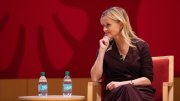 Reese Witherspoon during a panel at Harvard Business School