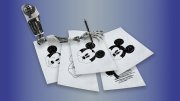 A mechanical hand representing AI copies images of Disney's Mickey Mouse