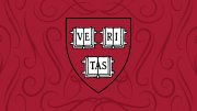 Crimson background with a Harvard University shield featuring "VERITAS" in three books.