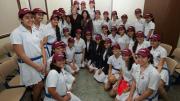 Harvard president Drew Faust visits the J.B. Petit High School for Girls in Mumbai, India.