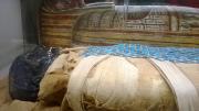 The mummy of Padihershef rests next to its coffin in the Massachusetts General Hospital's Ether Dome.