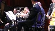 Wynton Marsalis (on trumpet) and his band perform at Sanders Theatre.