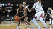 Agunwa Okolie '16 (shown here in previous action against Boston College) scored a career-high 29 points and made all 10 of his free throw attempts to lead Harvard to a 77-70 victory over Dartmouth.