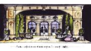 For Molière’s <i>The Misanthrope</i> at Berkshire Theatre Festival in Stockbridge, Massachusetts, Sprague’s sketch (shown) became a model later built as the play’s set. 