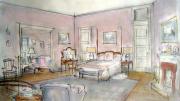 Sprague’s sketch for a bedroom set was realized in the film <i>The Last Harbor,</i> scheduled for release this year. 