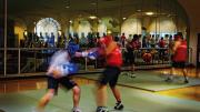 Members of the Harvard Boxing Club spar in the Malkin Athletic Center. 