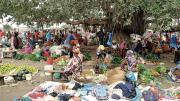 Farmers often have to travel several hours to reach a village market like this one, in King’ori, Tanzania.