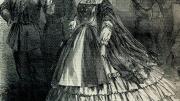 A Baltimore “Southern belle” shows her loyalties, wearing a dress sewn with a Confederate flag, <i>Harper’s Weekly,</i> September 7, 1861 