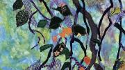A detail of a collage by Merill Comeau at the Arnold Arboretum