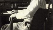 Marcellus Jacobs in his office at the Jacobs Wind Electric Factory