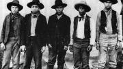The only known photograph of the Rufus Buck gang, taken in the summer of 1895 in Indian Territory. Buck is in the middle.