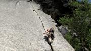 Former Mountaineering Club head Jimmy Watts ’10 “trad” climbs at Cannon Cliff in Franconia Notch, New Hampshire.