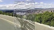 Edvard Munch&rsquo;s 1895 lithograph of <i>The Scream</i> superimposed on its natal site, a road called Valhallveien overlooking Oslo from the south 