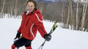 Ready for a training run: Rebecca Nadler at the top of a trail at Sugarbush Resort in Vermont