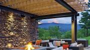 Topnotch&rsquo;s outdoor lounge has a roaring fire and mountain views.