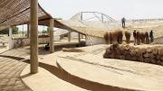 The Sinthian Cultural Center's undulating roof, under construction