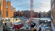 Looking across the Kennedy School courtyard from Taubman toward Littauer