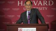 Harvard Corporation senior fellow William F. Lee introduced the future president.