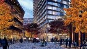 Drawing of proposed new campus buildings in Allston