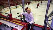 Matt Gilmore, sitting behind the wheel of a Zamboni