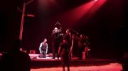 Photograph of a camera crew filming the stage production of Pass Over