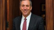 Portrait photograph of Harvard president Lawrence S. Bacow