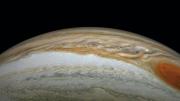 A close-up photograph of Jupiter, including its Great Red Spot