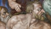 Head and torso of a man painted by Michelangelo on the Sistine Chapel ceiling.