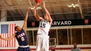 Co-captain Christian Webster, the team's only senior, shoots.