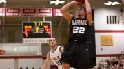 Corbin Miller '15 ('17), seen here in action against Yale earlier in his career, will need to contribute offensively if Harvard is to beat the Bulldogs at Lavietes Pavilion this Friday.