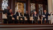 The founders panel: (from left) Lee Daniels '71, Orlando Patterson, Jeffrey Howard '69, Octavia Hudson '71, Henry Rosovsky, Henry Louis Gates Jr. 