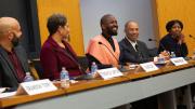 AAAS alumni: Terence Carter '01, Sulee Stinson Clay '92, Sangu Delle '10, Myles V. Lynk '71, and Sharifa Rhodes-Pitts '00