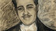 A portrait of Diaghilev in graphite and chalk, by Constantine Korovine