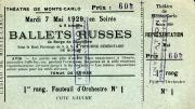 A ticket to Diaghilev's Ballets Russes, 1929